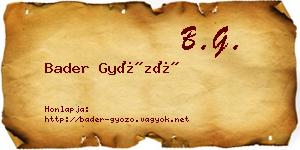 Bader Győző névjegykártya